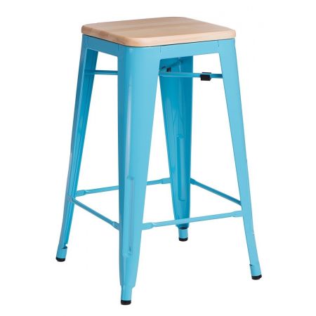 Meble :: Hokery :: Paris Wood 75cm hoker - niebieski sosna naturalna