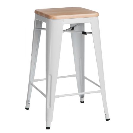 Meble :: Hokery :: Paris Wood 75cm hoker - biały sosna naturalna