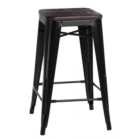Meble :: Hokery :: Paris Wood 75cm hoker - czarny sosna szczotkowana