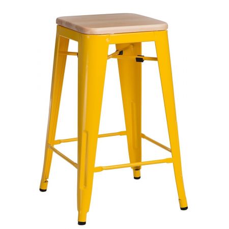 Meble :: Hokery :: Paris Wood 65cm hoker - żółty sosna naturalna
